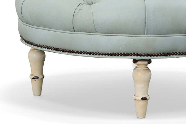 Seymour Tufted 36", 40", 44", Or 48" Inch Round Leather Ottoman (4 Sizes Available)