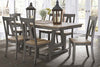 Image of Silverton Rustic Farmhouse Gray With Sandstone Top 7 Piece Trestle Table Set