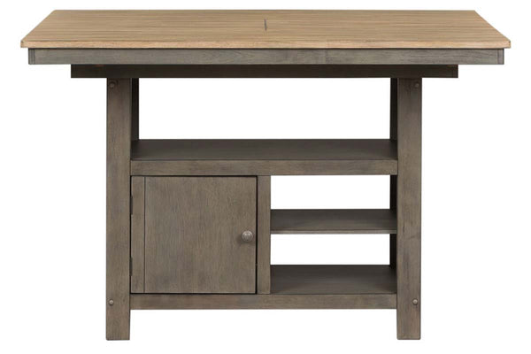 Silverton Rustic Farmhouse Gray With Sandstone Top 7 Piece Gathering Table Set With Swivel Chairs