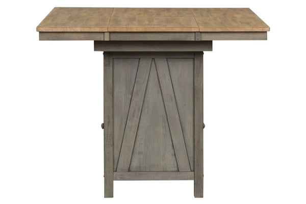 Silverton Rustic Farmhouse Gray With Sandstone Top 7 Piece Gathering Table Set With Swivel Chairs