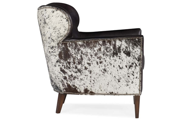 Simpson Legendary Graphite "Quick Ship" Salt & Pepper Hair On Hide Leather Accent Chair