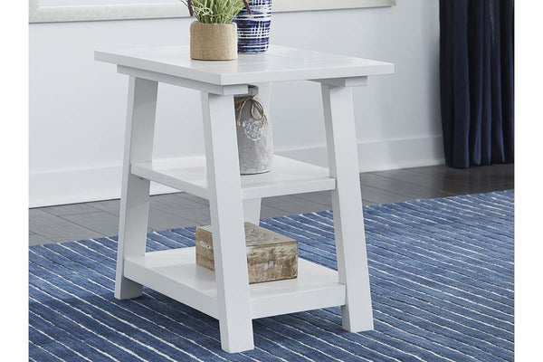Slater Oyster White Cottage Style Open Shelf Chair Side Table