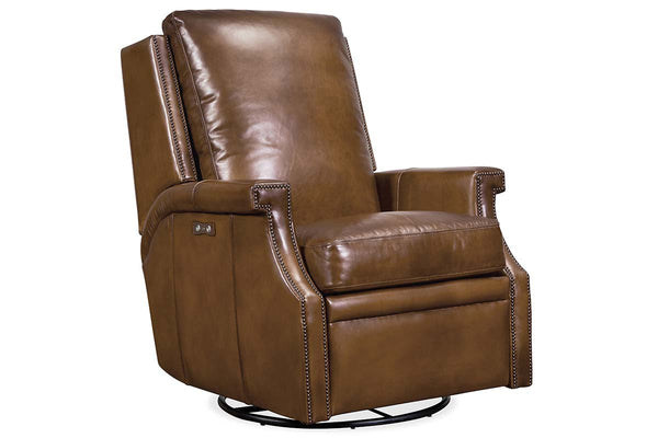 Sylvester Pawn "Quick Ship" Leather SWIVEL/GLIDER Power Recliner