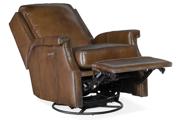 Sylvester Pawn "Quick Ship" Leather SWIVEL/GLIDER Power Recliner