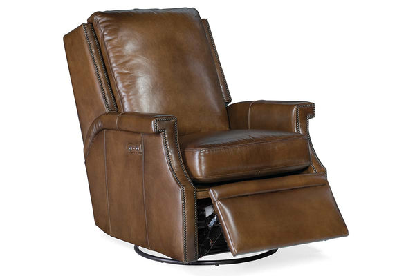 Sylvester Pawn "Quick Ship" Leather SWIVEL/GLIDER Power Recliner