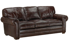 Tanner 88 Inch Rolled Arm Queen Pull Out Leather Sleeper Sofa