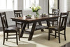 Image of Thayer Contemporary 5 Piece Light And Dark Espresso Pedestal Table Dining Set With Splat Back Side Chairs