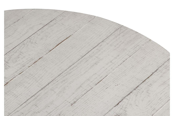 Tristan II Farmhouse Style Distressed White Round Drum Cocktail Table
