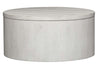 Image of Tristan II Farmhouse Style Distressed White Round Drum Cocktail Table