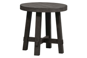 Tristan I Farmhouse Style Charcoal Splay Leg Round End Table