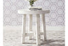 Image of Tristan II Farmhouse Style Distressed White Splay Leg Round End Table