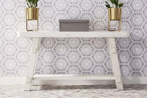 Tristan II Farmhouse Style Distressed White Splay Leg Sofa Table