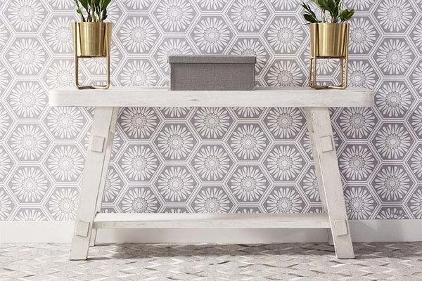 Tristan II Farmhouse Style Distressed White Splay Leg Sofa Table