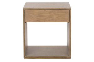 Vaughn Transitional Light Wood Single Drawer Storage End Table