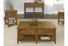 Image of Warrington Golden Oak Lake House Style Coffee Table With Two Drawers And Shelf