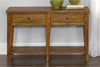 Image of Warrington Traditional Two Drawer Plank Style Golden Oak Sofa Table With Shelf
