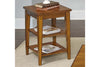 Image of Warrington Traditional Plank Style Golden Oak Tiered End Table With Two Shelves