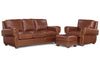 Image of Weston "Designer Style" Leather Sofa Set w/ Contrasting Nailhead Trim