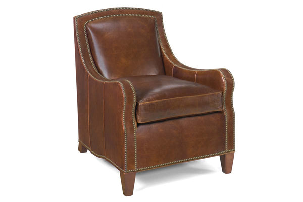 Wilbur Transitional Leather Upholstered Accent Chair With Nails