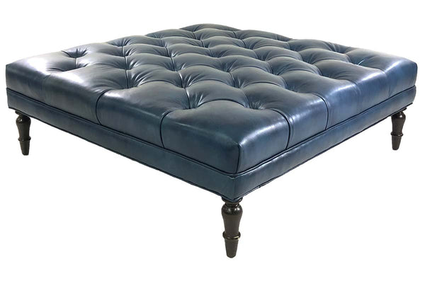 Winton Tufted 36", 40", 44", Or 48" Inch Square Leather Ottoman (4 Sizes Available)