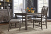 Image of Zander Transitional 5 Piece Leg Table Dining Set With Aged Oak Finish And Lattice Back Side Chairs