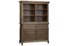 Image of Zander Transitional Storage Dining Buffet With Hutch In A Wirebrushed Aged Oak Finish