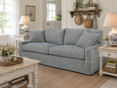 Tatum Mineral 87 Inch "Quick Ship" Slipcovered Sofa