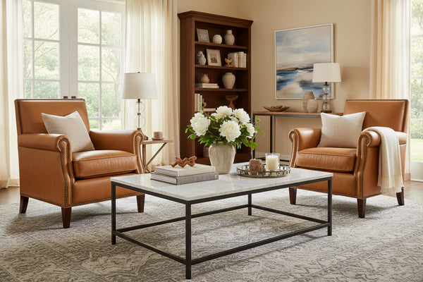 Lulu Leather Tight Back Accent Chair