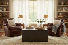 Lulu SWIVEL Leather Tight Back Accent Chair