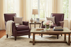 Crane Leather Tight Back Accent Chair