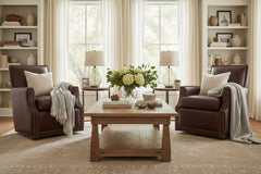 Crane SWIVEL Leather Tight Back Accent Chair