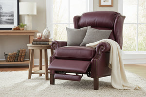 Manning Tall Leather Bustle Back Chippendale Recliner