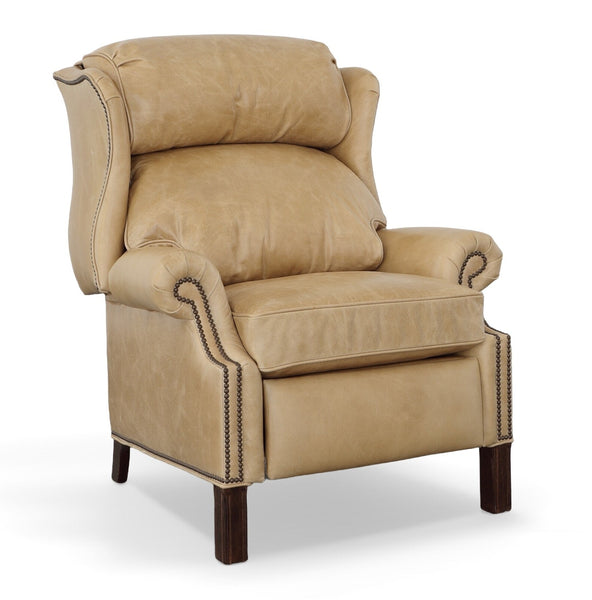 Manning Tall Leather Bustle Back Chippendale Recliner