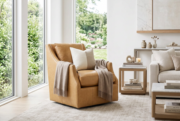 Hamilton Leather Pillow Back SWIVEL Accent Chair