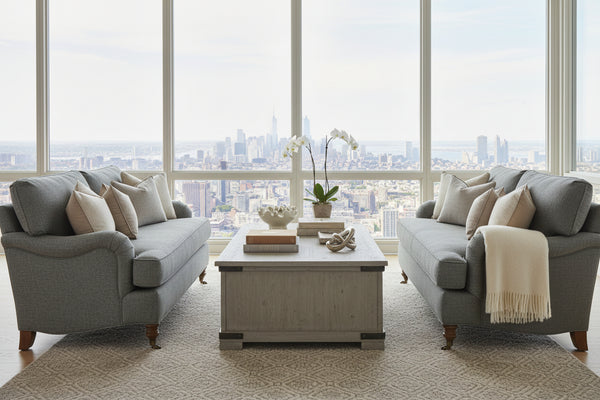 Kristen I Fabric English Arm Single Bench Seat Pillow Back Loveseat