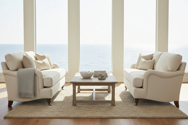 Kristen I Fabric English Arm Single Bench Seat Pillow Back Loveseat