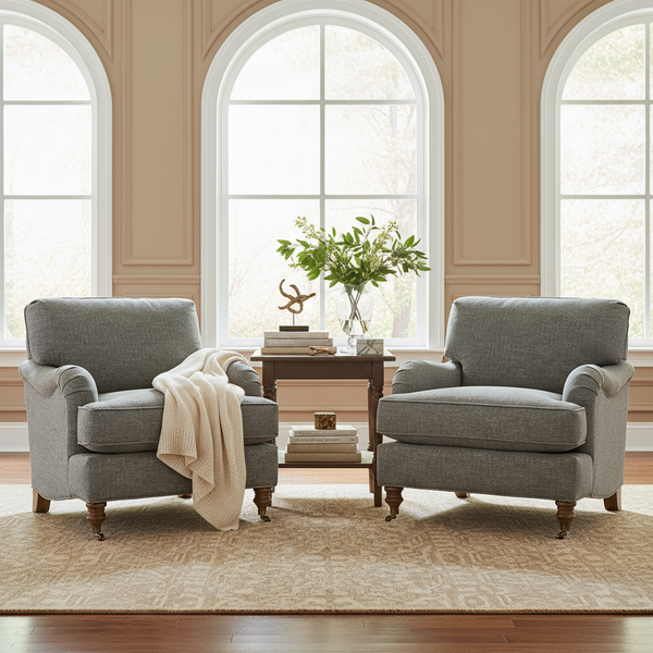 Kristen Fabric Upholstered English Arm Club Chair
