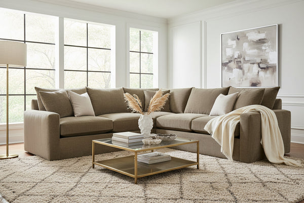 Julia Olive "Quick Ship" Two Piece Pillow Back Sectional (As Configured)