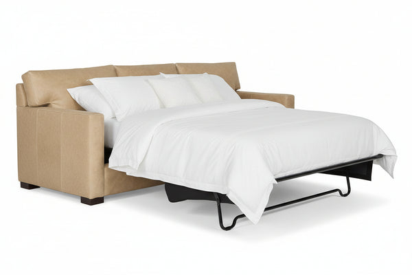 Harrison 88 Inch Leather Deep Seat Contemporary Queen Sleeper Sofa