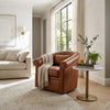 Image of Chester Leather Barrel Swivel Accent Chair