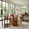 Image of Chester Leather Barrel Swivel Accent Chair