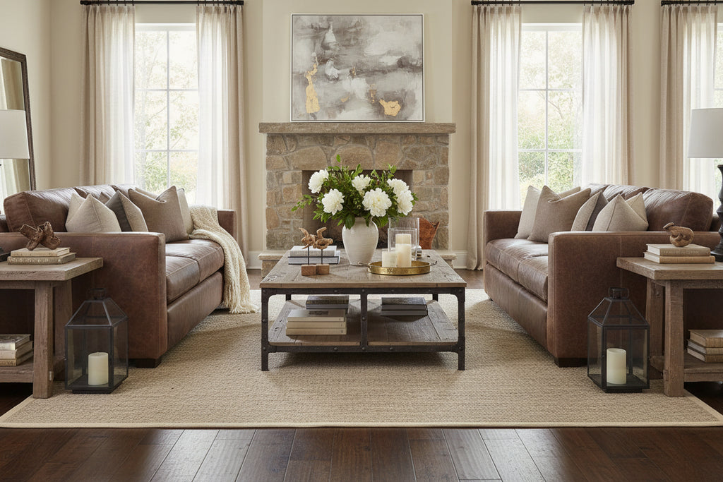 Townsend Leather Track Arm Living Room Furniture Collection