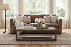 Townsend 91 Inch Timeless Track Arm Leather Sofa