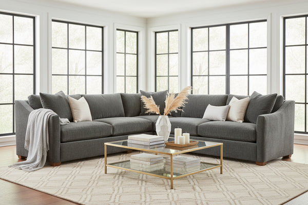 Macy Pepper "Quick Ship" Two Piece Pillow Back Sectional (As Configured)
