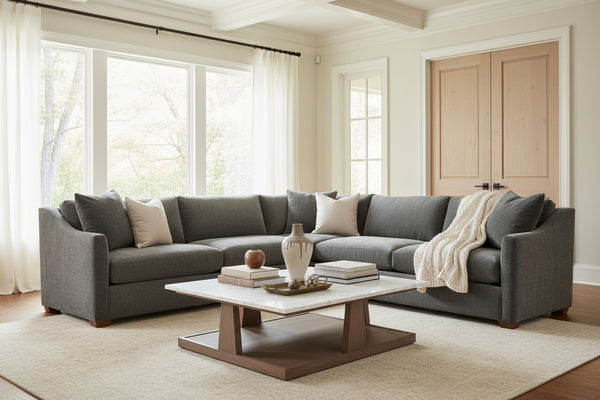 Macy Pepper "Quick Ship" Two Piece Pillow Back Sectional (As Configured)