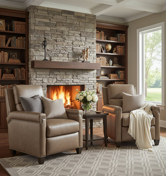 Finnian Leather Bustle Back Recliner Chair