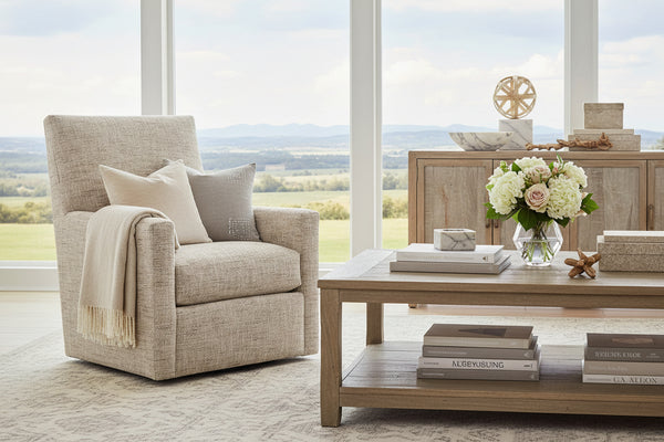 Blaine Contemporary SWIVEL/GLIDER Fabric Accent Chair