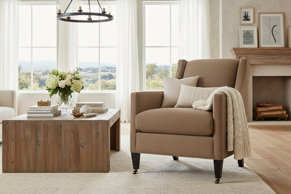 Jessica Wing Back Fabric Accent Chair