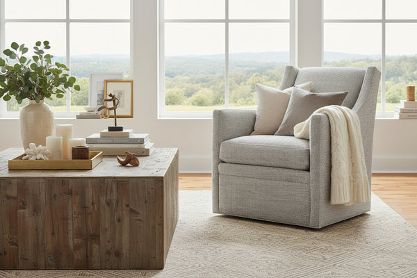 Jessica SWIVEL Wing Back Fabric Accent Chair