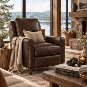 Fabian Leather Track Arm Pillow Back Reclining Chair